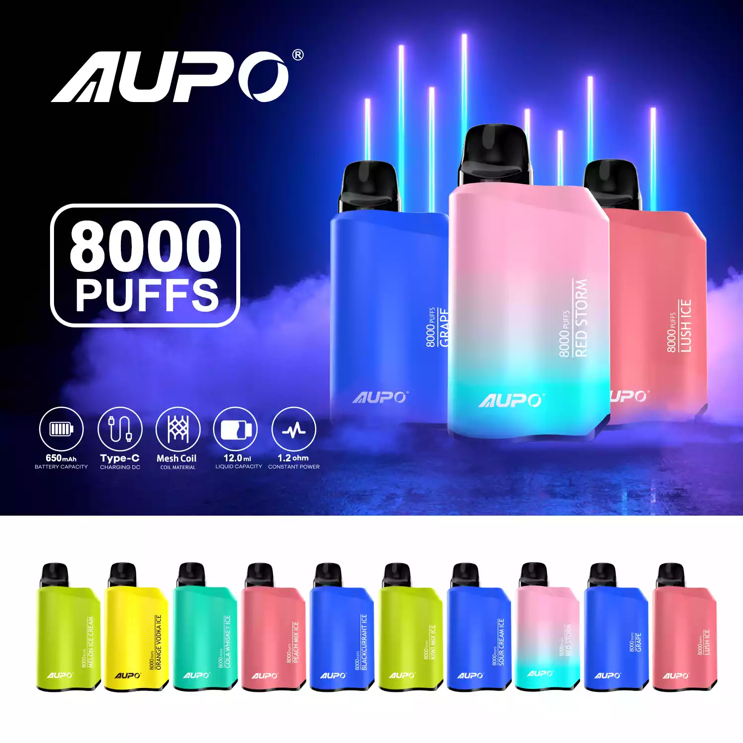 2024 Hot AUPO 8000 Rookwolken JETBAR PRO 12 ml Nicotine 2% 5% Bulk Koop Duitsland Magazijn Groothandel Wegwerp Vape Pen (2)
