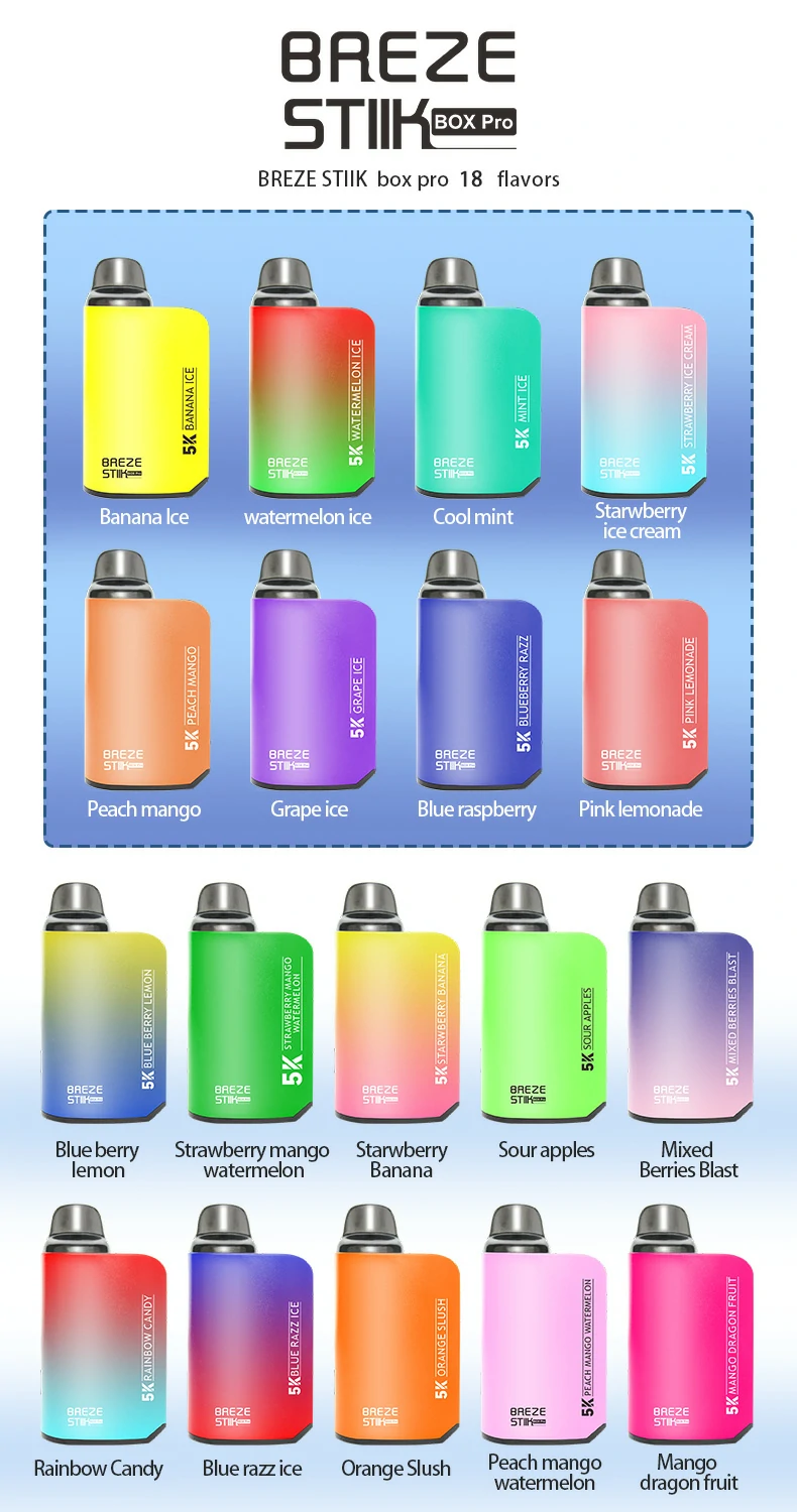Breze Stiik Box Pro 5000 Puffs Premium wegwerp-vape-pen met mesh-spoel en instelbare luchtstroom 12 ml capaciteit 2 5 nicotine 1