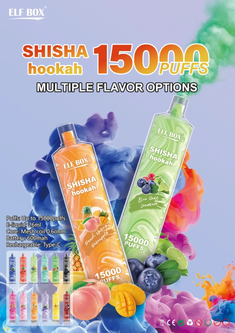 ELF BOX LS 15000 Puffs 26ml E-liquid disponibel vapes grossist tillgänglig direkt från fabriken Smaker tillgängliga