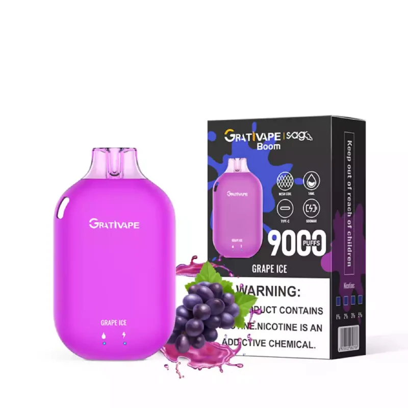 Grativape Boom 9000 Puffs Originální továrna Velkoobchod Jednorázové Vape Pen Podpora OEM ODM 10 příchutí 16