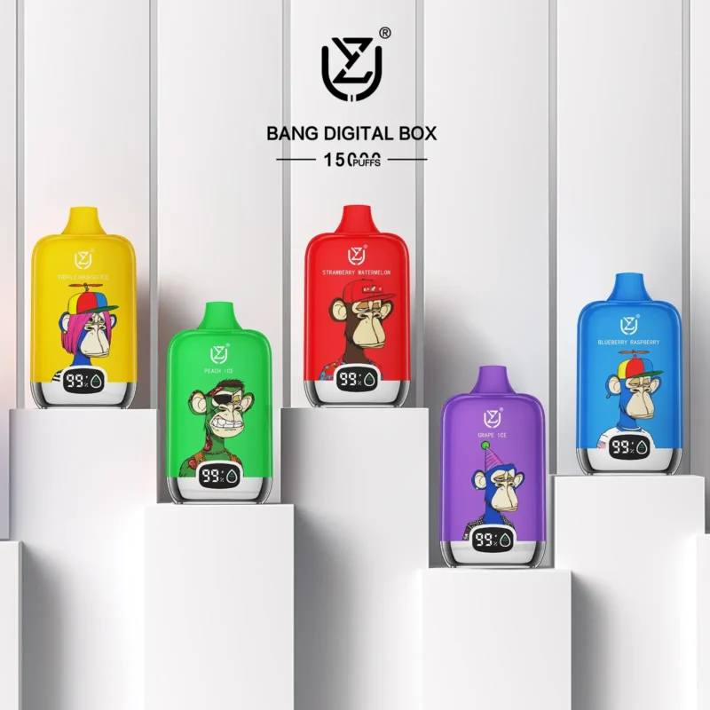 UZY Bang Digital 15000 Puffs Premium wegwerp-vape-pen met een capaciteit van 20 ml en meerdere nicotineopties voor groothandel in nicotine 0 2 3 5 1