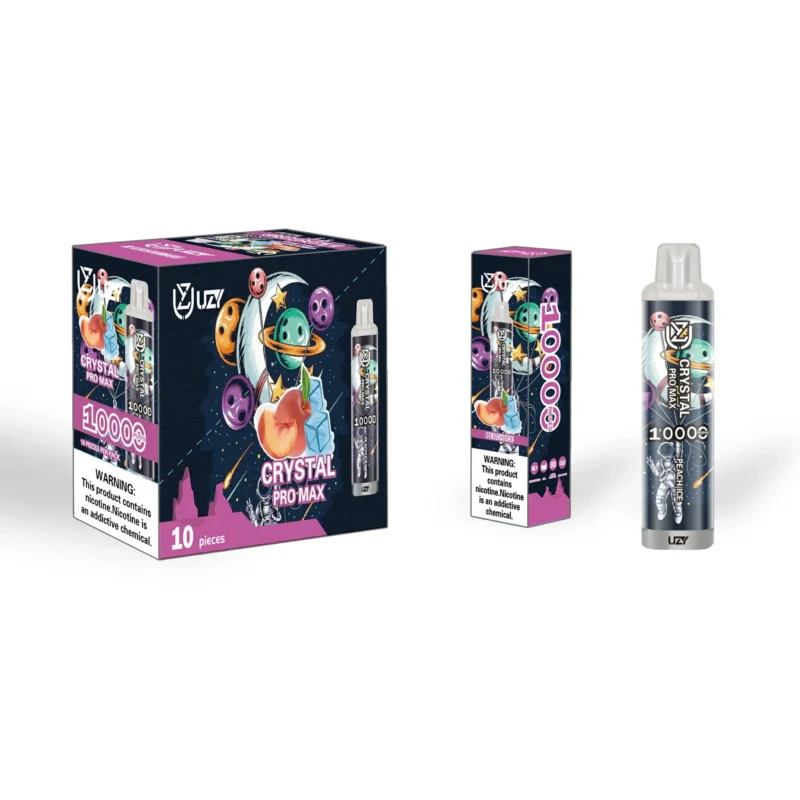 Jednorázové pero UZY Crystal Pro Max 10000 potáhnutí s 650mAh baterií typu C Dobíjecí RGB design Dostupné velkoobchodně Nikotin 0 2 3 5 12