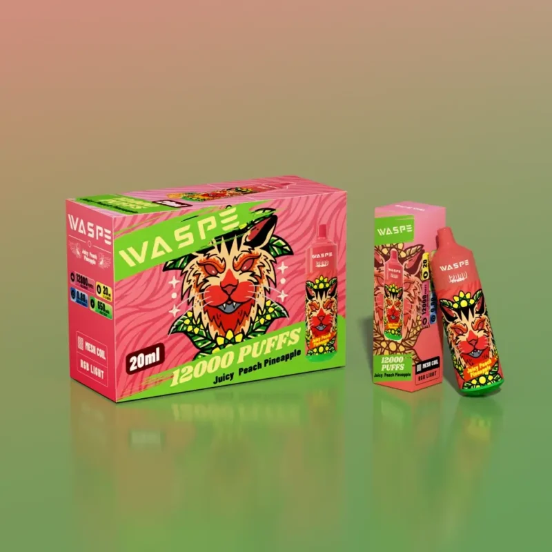 Velkoobchodní jednorázové vape pero WASPE 12000 PUFFS se síťovanou cívkou a LED světlem – k dispozici v 0 až 5 variantách nikotinu z původní továrny 10