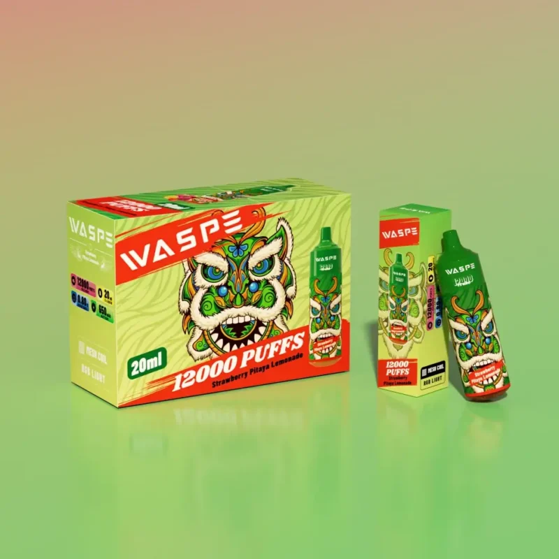 Velkoobchodní jednorázové vape pero WASPE 12000 PUFFS se síťovanou cívkou a LED světlem – k dispozici v 0 až 5 variantách nikotinu z původní továrny 14