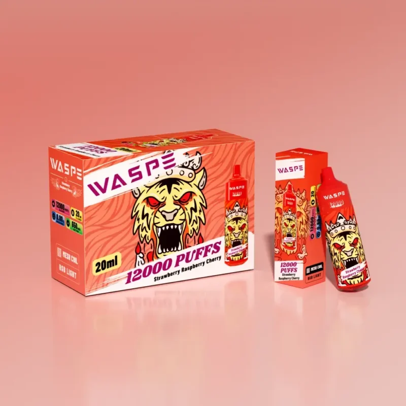 Velkoobchodní jednorázové vape pero WASPE 12000 PUFFS se síťovanou cívkou a LED světlem – k dispozici v 0 až 5 variantách nikotinu z původní továrny 15
