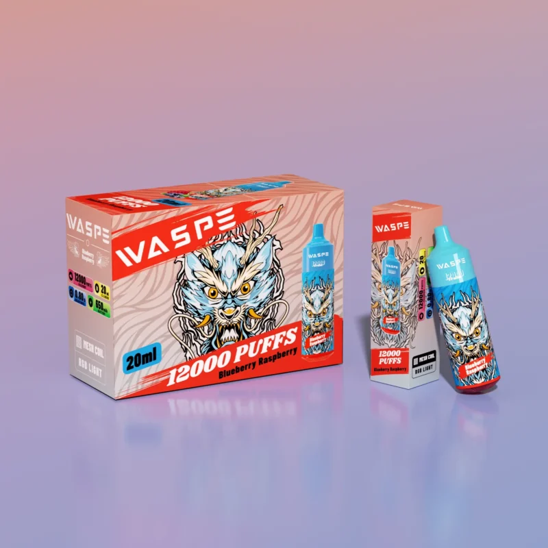 Velkoobchodní jednorázové vape pero WASPE 12000 PUFFS se síťovanou cívkou a LED světlem – k dispozici v 0 až 5 variantách nikotinu z Original Factory 7