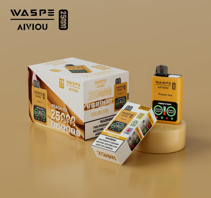 Vente en gros WASPE 25000 PUFFS Stylo vape jetable à double maille avec écran LCD 25 ml 0 2 5 Options de nicotine 4
