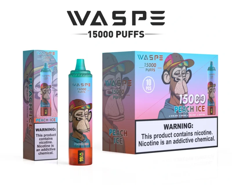 Wholesale Waspe 15000 Puffs Vape-penna för engångsbruk med 22ml E Liquid 850mAh uppladdningsbart batteri och LCD-skärm Finns i 0 2 3 5 Nikotinnivåer 12