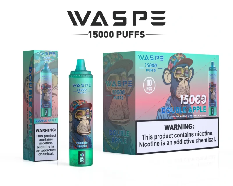 Wholesale Waspe 15000 Puffs Vape-penna för engångsbruk med 22ml E Liquid 850mAh uppladdningsbart batteri och LCD-skärm Finns i 0 2 3 5 Nikotinnivåer 6