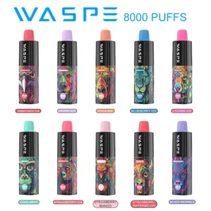Wholesale Waspe 8000 Puffs Vape-penna för engångsbruk med flera nikotin 0% 2% 3% 5% Nivåer 16ml Kapacitet Typ-C uppladdningsbart batteri (3)