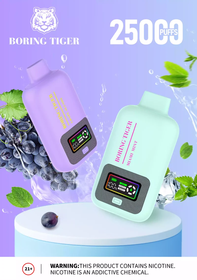 Boring Tiger 25000 Puffs Velkoobchod Jednorázové Vapes 5 Nikotin Digitální Smart Screen 17 Příchutí 2024 Nový Příchod Koupit Hromadné 3 v měřítku