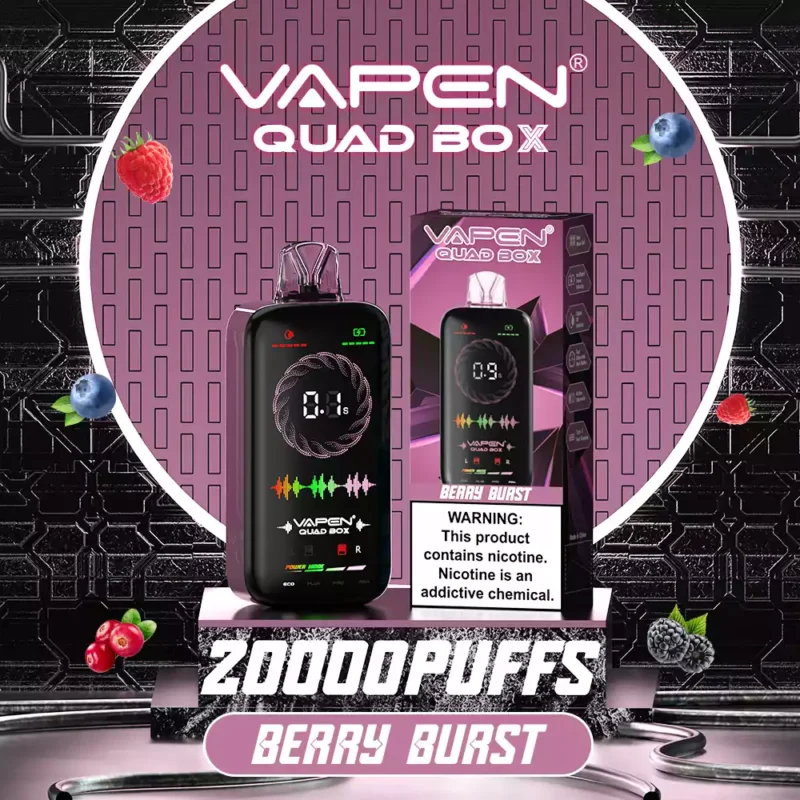 VAPEN QUAD BOX 20000 PUFFS Nastavitelný průtok vzduchu Dobíjecí 2 5 Velkoobchodní jednorázový Vape s nízkým obsahem nikotinu Displej na celé obrazovce 14