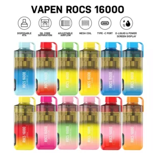 VAPEN ROCS 16000 PUFFS dobíjecí 2% 5% doplňovatelný olej s nízkým obsahem nikotinu Koupit hromadně velkoobchodní jednorázový vape China Original Factory Shipping (2)