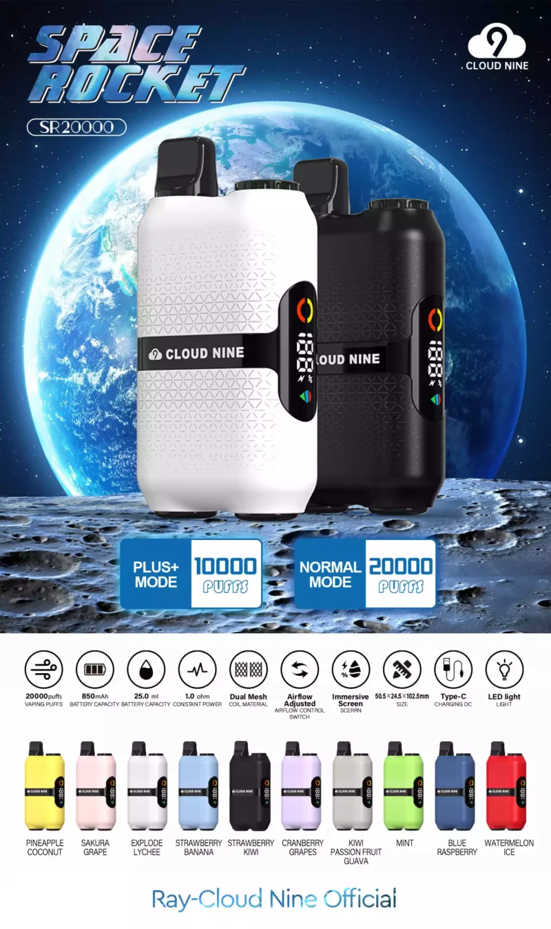 Original Factory CLOUD NINE D33 20000 Puffar Partihandel Bulk Köp Disponibel Vape 5% Nicotine Fresh 10 Flavors 2024 New (12)