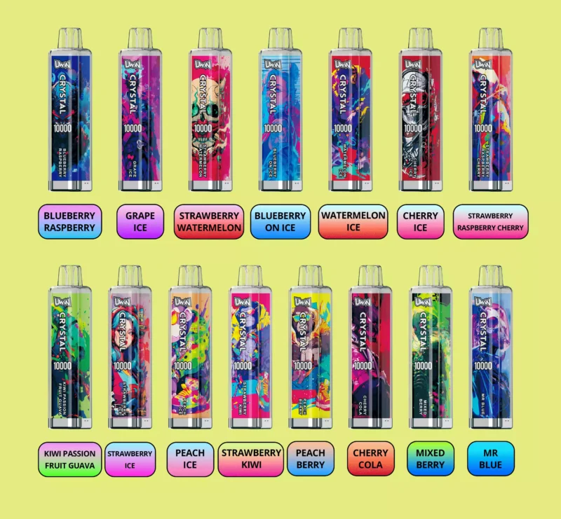 Uwin Crystal 10000 trekjes Oplaadbaar 650mAh Groothandel Wegwerp Vape RGB-verlichting Nicotine 0 2 3 5 15 Smaken Fabriek Bulk Koop 11 geschaald