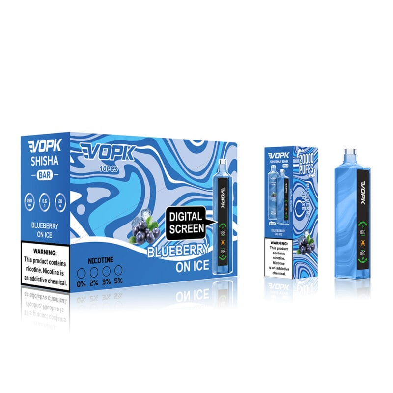 VOPK Shisha BAR 20000 Rookwolken Oplaadbare wegwerp-vape-pen Groothandel 0 2 3 5 Nicotinearm LED-scherm Originele verzending Bulk Koop beste prijs 19