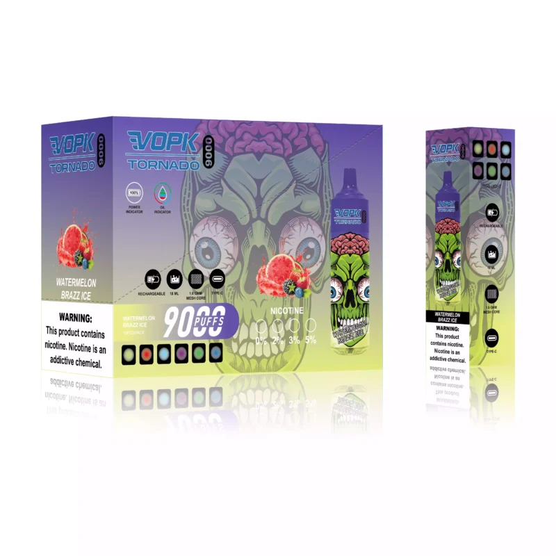 VOPK TORNADO 9000 Puffs 0 2 3 5 Alacsony nikotintartalmú újratölthető eldobható vape nagykereskedés 600 Mah alsó LED 2025 Forró Eredeti Gyári 6 skálázott