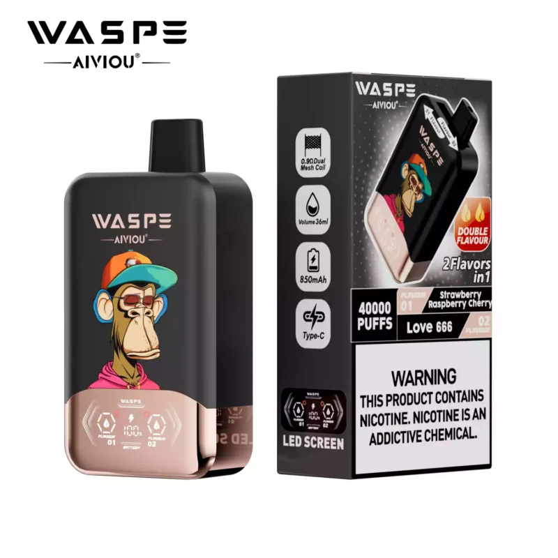 Top Rated WASPE Double Flavor 40000 PUFFS Disposable Vape with LED Display and 36ml E liquid Wholesale Disposable Vape 12