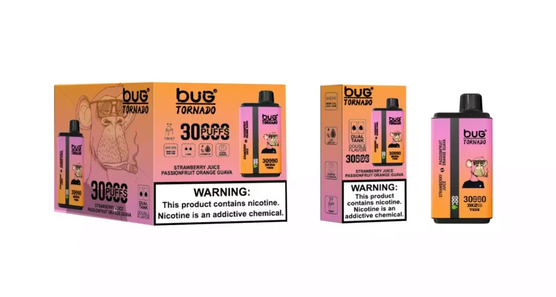 Long Lasting Vaping with BUG 06 Double Flavor 30000 Puffs 30ml ELiquid and Rechargeable TypeC 12