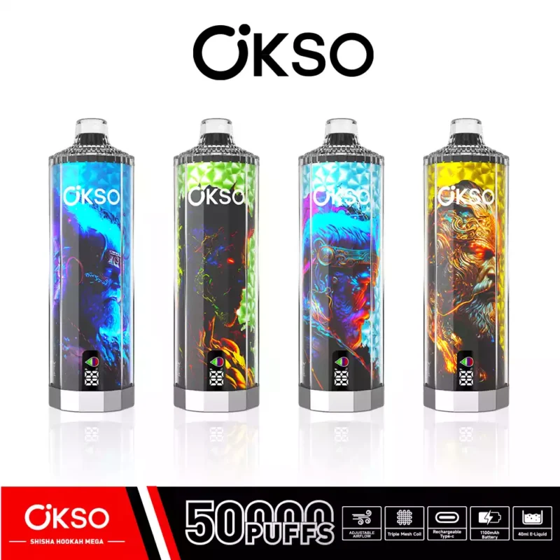 OKSO Shisha Hookah Mega 50K Puffs Ten Unique Flavors Triple Mesh Coil for Dense and Flavorful Clouds 2 1