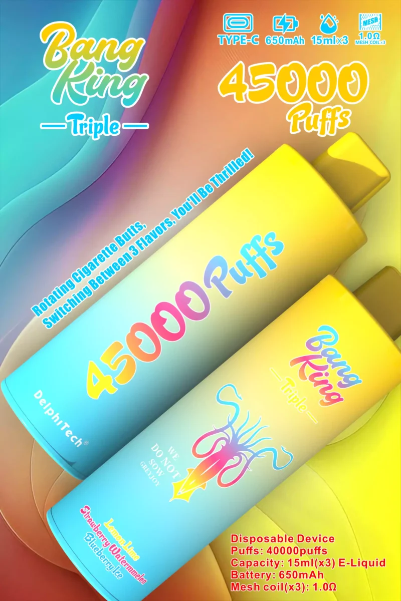Trending Item BANG KING 45000 Puffs BK45 Disposable Nicotine Device With 0 2 5 Nicotine Rechargeable 650mAh Volume Purchase from Primary Factory 3 scaled