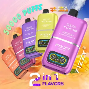 FIZZY Twins 50000 Puffs 50ML E Liquid And 12 Flavors With Mesh Coil For Extended Vaping Pleasure 24