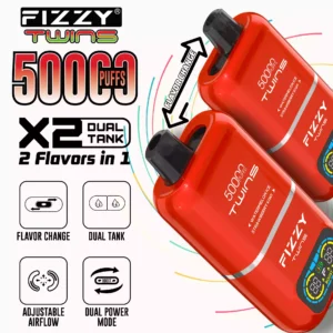 FIZZY Twins 50000 Puffs 50ML E Liquid And 12 Flavors With Mesh Coil For Extended Vaping Pleasure