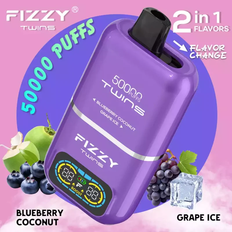 FIZZY Twins 50000 Puffs 50ML E Liquid And 12 Flavors With Mesh Coil For Extended Vaping Pleasure 49